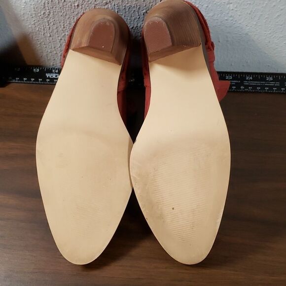 Yellow Box Rust Leather Lovelee Corset Lacing/Laced Embossed Ankle Boots 8½ - Picture 5 of 8